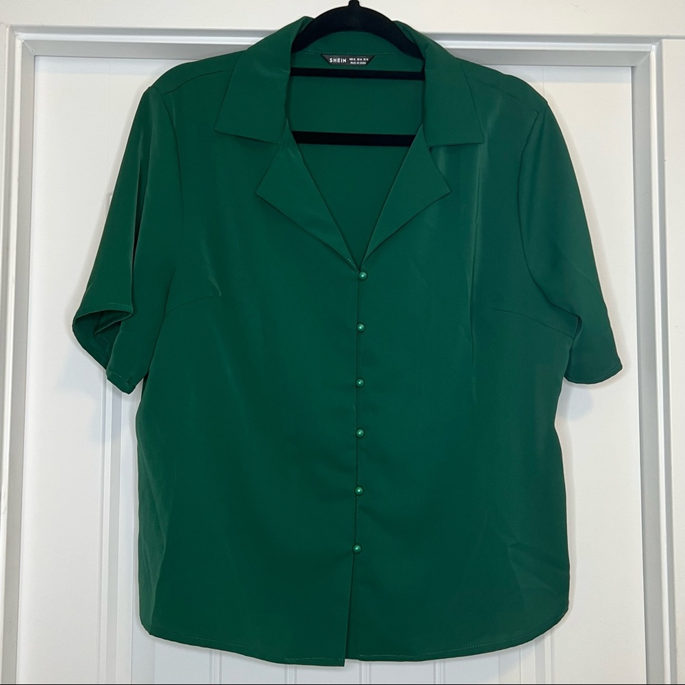 Shein Lapel Neck Button Front Blouse